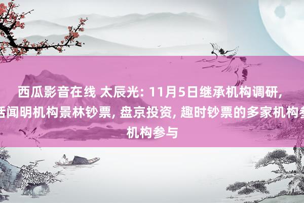 西瓜影音在线 太辰光: 11月5日继承机构调研， 包括闻明机构景林钞票， 盘京投资， 趣时钞票的多家机构参与