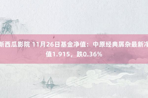 新西瓜影院 11月26日基金净值：中原经典羼杂最新净值1.915，跌0.36%