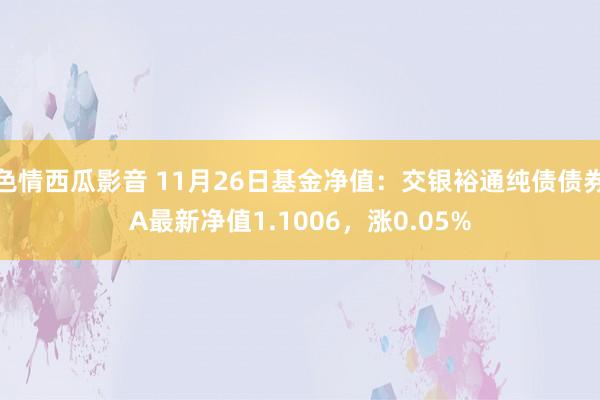 色情西瓜影音 11月26日基金净值：交银裕通纯债债券A最新净值1.1006，涨0.05%