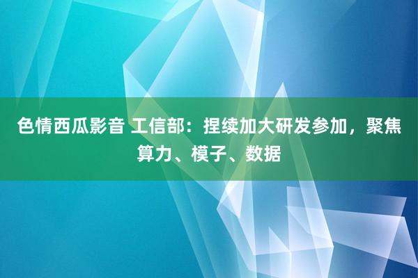 色情西瓜影音 工信部：捏续加大研发参加，聚焦算力、模子、数据
