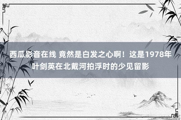 西瓜影音在线 竟然是白发之心啊！这是1978年叶剑英在北戴河拍浮时的少见留影