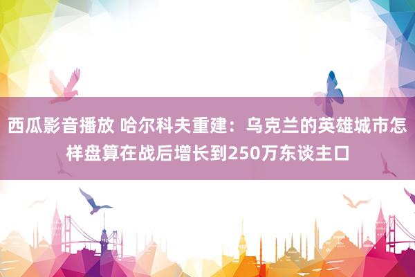 西瓜影音播放 哈尔科夫重建：乌克兰的英雄城市怎样盘算在战后增长到250万东谈主口