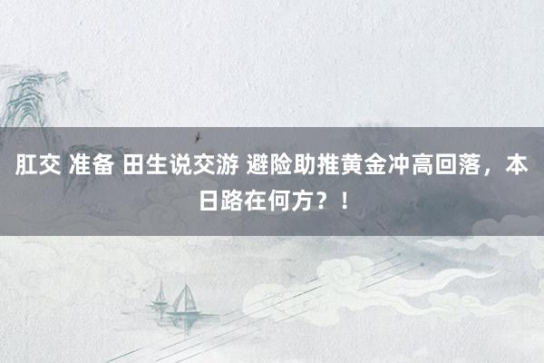 肛交 准备 田生说交游 避险助推黄金冲高回落，本日路在何方？！