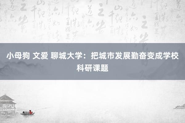 小母狗 文爱 聊城大学：把城市发展勤奋变成学校科研课题