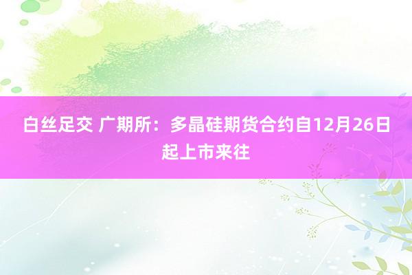 白丝足交 广期所：多晶硅期货合约自12月26日起上市来往