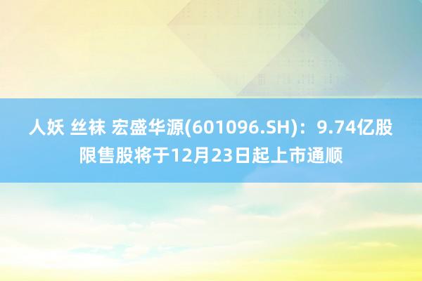 人妖 丝袜 宏盛华源(601096.SH)：9.74亿股限售股将于12月23日起上市通顺