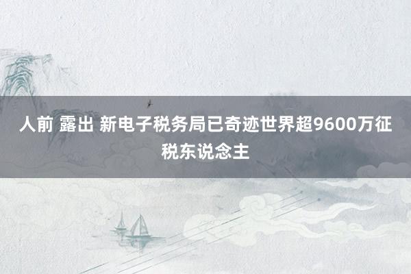 人前 露出 新电子税务局已奇迹世界超9600万征税东说念主