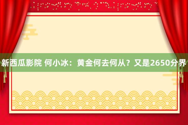 新西瓜影院 何小冰：黄金何去何从？又是2650分界