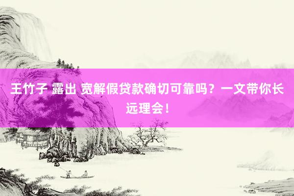王竹子 露出 宽解假贷款确切可靠吗？一文带你长远理会！
