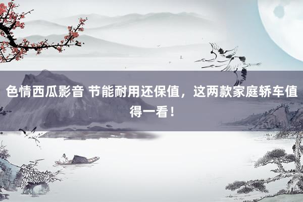 色情西瓜影音 节能耐用还保值，这两款家庭轿车值得一看！