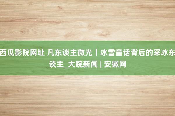 西瓜影院网址 凡东谈主微光｜冰雪童话背后的采冰东谈主_大皖新闻 | 安徽网
