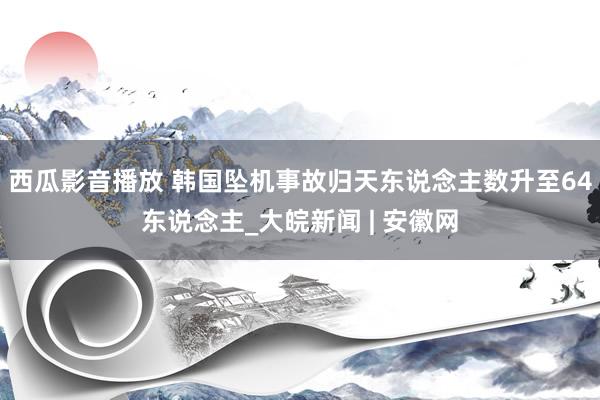 西瓜影音播放 韩国坠机事故归天东说念主数升至64东说念主_大皖新闻 | 安徽网