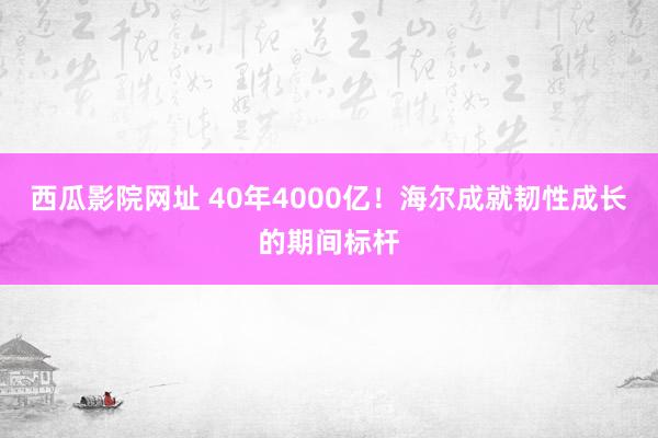 西瓜影院网址 40年4000亿！海尔成就韧性成长的期间标杆