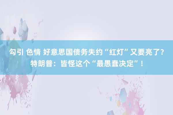 勾引 色情 好意思国债务失约“红灯”又要亮了？特朗普：皆怪这个“最愚蠢决定”！