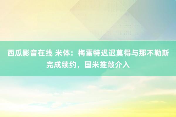 西瓜影音在线 米体：梅雷特迟迟莫得与那不勒斯完成续约，国米推敲介入