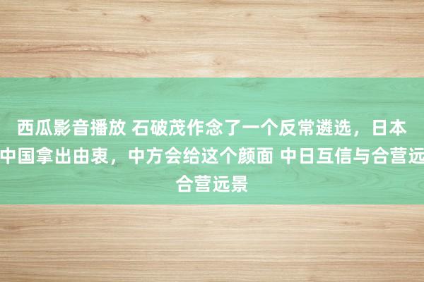 西瓜影音播放 石破茂作念了一个反常遴选，日本对中国拿出由衷，中方会给这个颜面 中日互信与合营远景