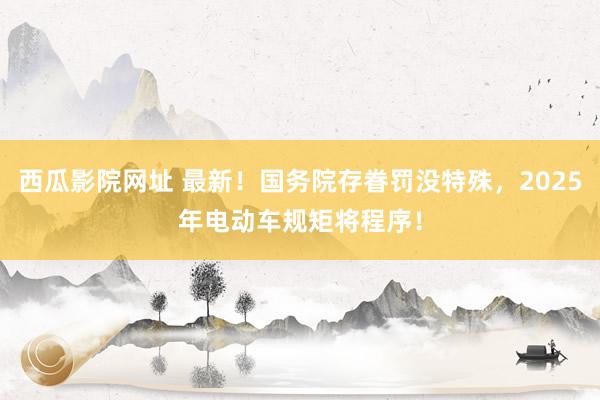 西瓜影院网址 最新！国务院存眷罚没特殊，2025年电动车规矩将程序！