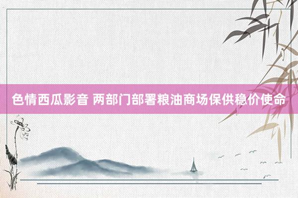 色情西瓜影音 两部门部署粮油商场保供稳价使命