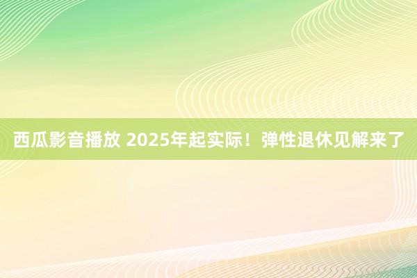 西瓜影音播放 2025年起实际！弹性退休见解来了