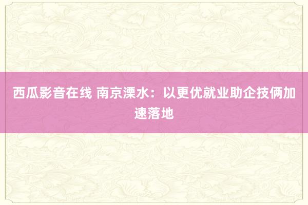 西瓜影音在线 南京溧水：以更优就业助企技俩加速落地