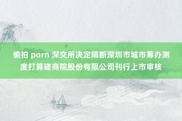 偷拍 porn 深交所决定隔断深圳市城市筹办测度打算磋商院股份有限公司刊行上市审核
