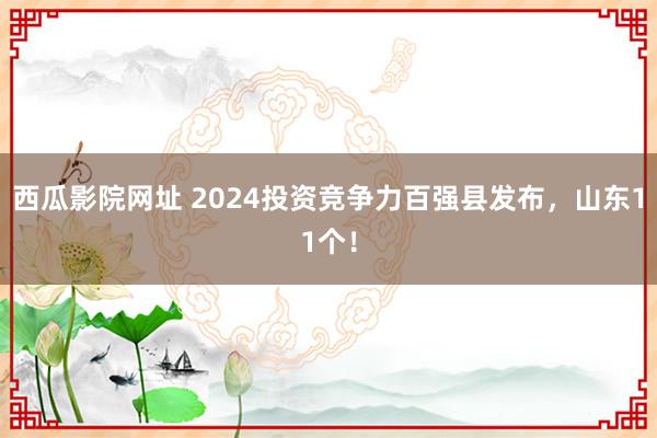 西瓜影院网址 2024投资竞争力百强县发布，山东11个！