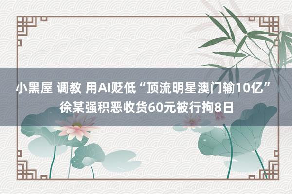 小黑屋 调教 用AI贬低“顶流明星澳门输10亿” 徐某强积恶收货60元被行拘8日