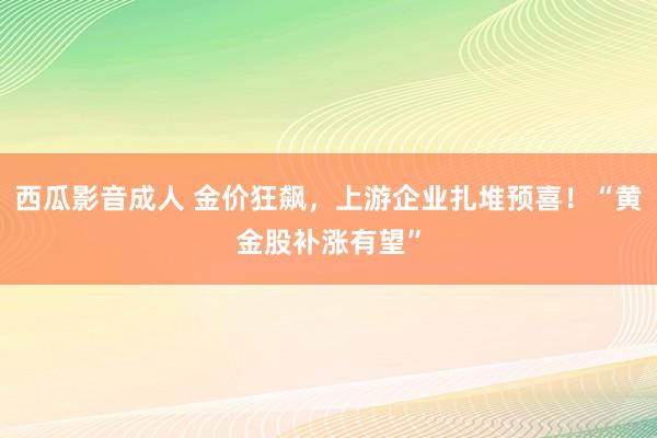 西瓜影音成人 金价狂飙，上游企业扎堆预喜！“黄金股补涨有望”