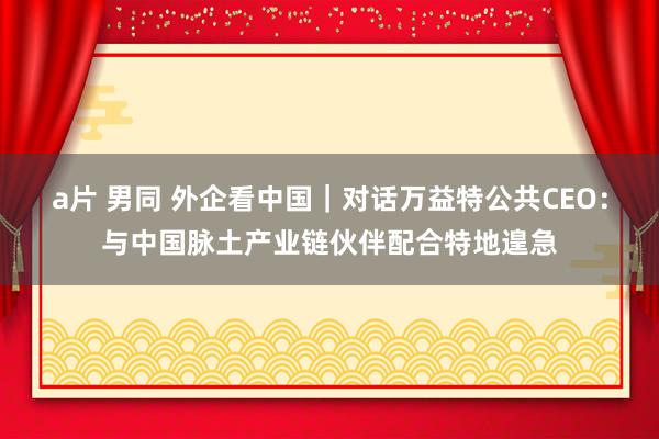 a片 男同 外企看中国｜对话万益特公共CEO：与中国脉土产业链伙伴配合特地遑急