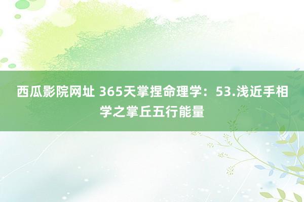 西瓜影院网址 365天掌捏命理学：53.浅近手相学之掌丘五行能量