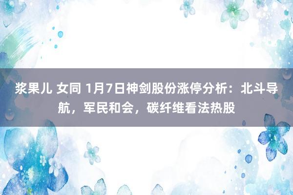 浆果儿 女同 1月7日神剑股份涨停分析：北斗导航，军民和会，碳纤维看法热股