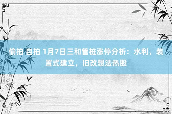 偷拍 自拍 1月7日三和管桩涨停分析：水利，装置式建立，旧改想法热股