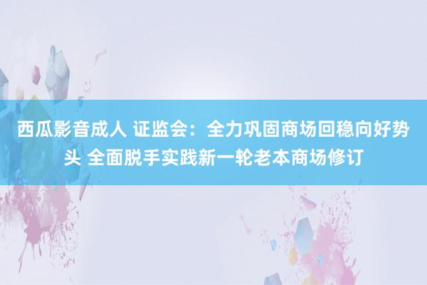 西瓜影音成人 证监会：全力巩固商场回稳向好势头 全面脱手实践新一轮老本商场修订