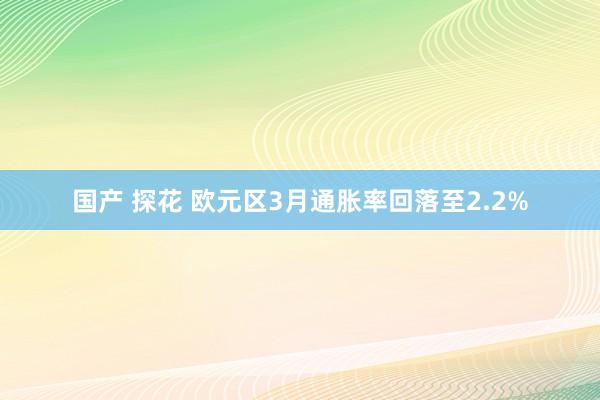 国产 探花 欧元区3月通胀率回落至2.2%
