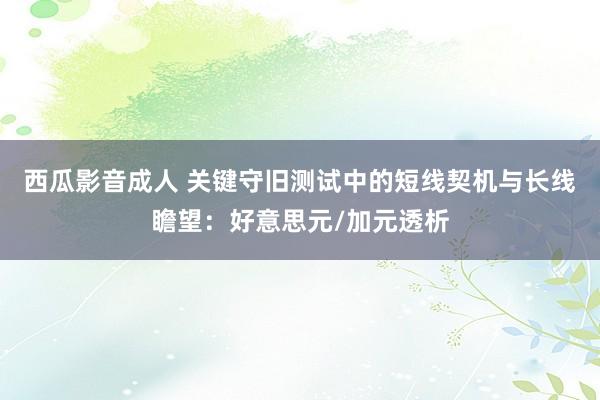 西瓜影音成人 关键守旧测试中的短线契机与长线瞻望：好意思元/加元透析