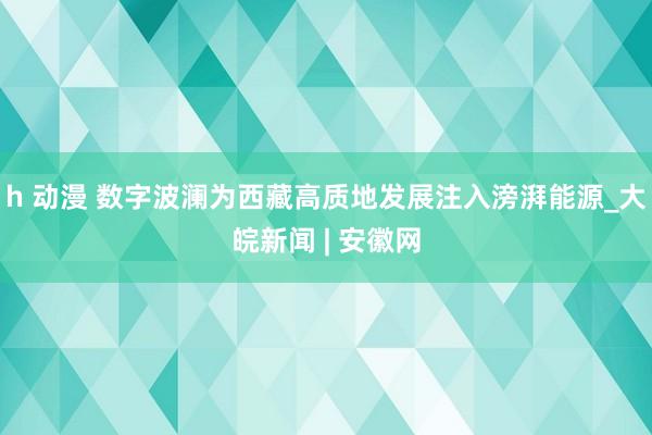 h 动漫 数字波澜为西藏高质地发展注入滂湃能源_大皖新闻 | 安徽网