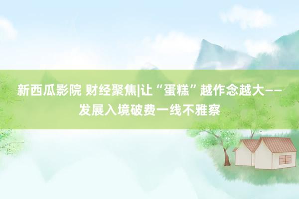 新西瓜影院 财经聚焦|让“蛋糕”越作念越大——发展入境破费一线不雅察